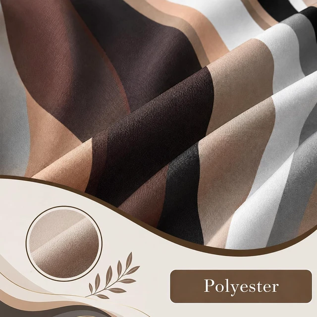 Alt view image 5 of 7 - Brown Abstract Blackout Curtain, Stripe Black White Gray Aesthetic Art Window Curtains Living Room Bedroom Decor Darkening Window Drapes Treatments, 2 Panels 52x84 Inch