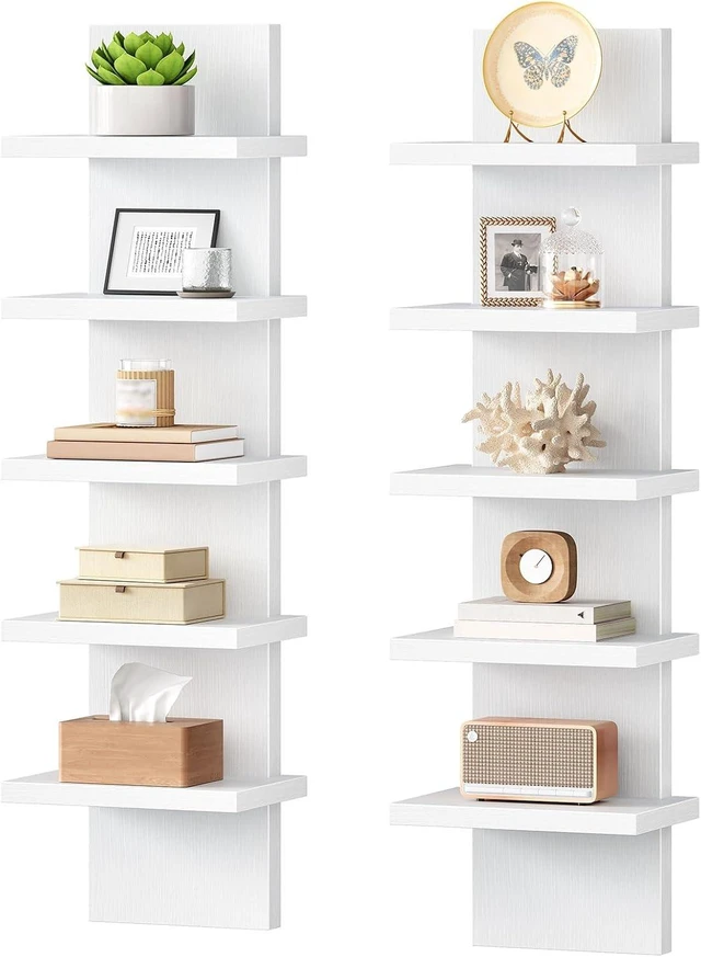 Main image of 5 Tier Wall Shelf Unit for Storage, 2 Pack Floating Shelves for Wall