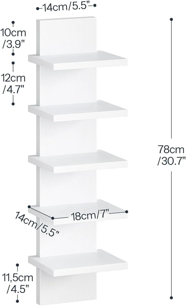 Alt view image 3 of 7 - 5 Tier Wall Shelf Unit for Storage, 2 Pack Floating Shelves for Wall