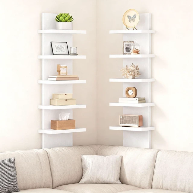 Alt view image 7 of 7 - 5 Tier Wall Shelf Unit for Storage, 2 Pack Floating Shelves for Wall