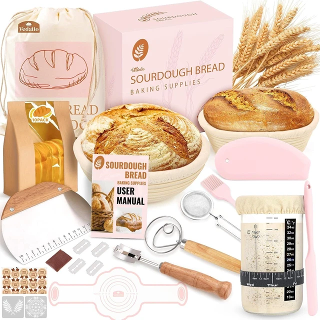 Main image of Sourdough Starter Kit Complete Set with Tools, Proofing Baskets, Jars