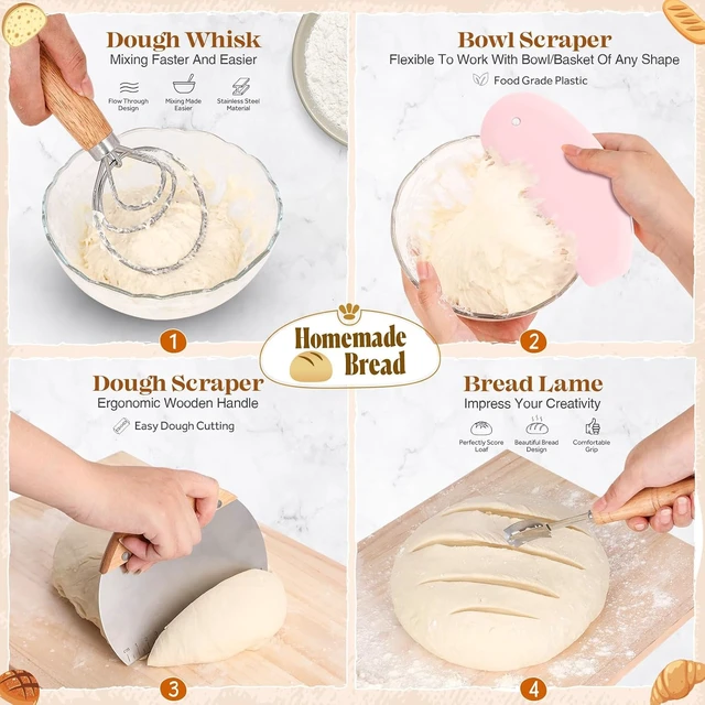 Alt view image 2 of 7 - Sourdough Starter Kit Complete Set with Tools, Proofing Baskets, Jars