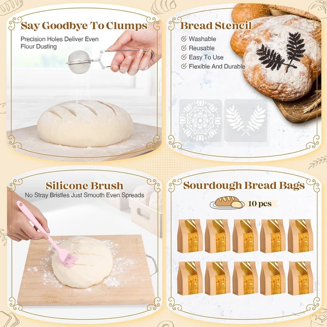 Alt view image 3 of 7 - Sourdough Starter Kit Complete Set with Tools, Proofing Baskets, Jars