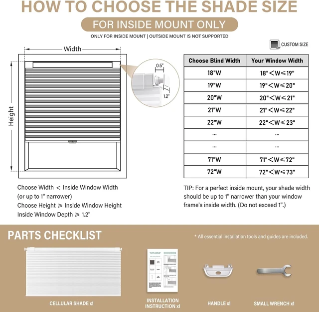 Alt view image 2 of 7 - No Drill Cordless Light Filtering Cellular Shade 34" W x 48" H White