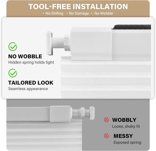 Alt view image 4 of 7 - No Drill Cordless Light Filtering Cellular Shade 34" W x 48" H White