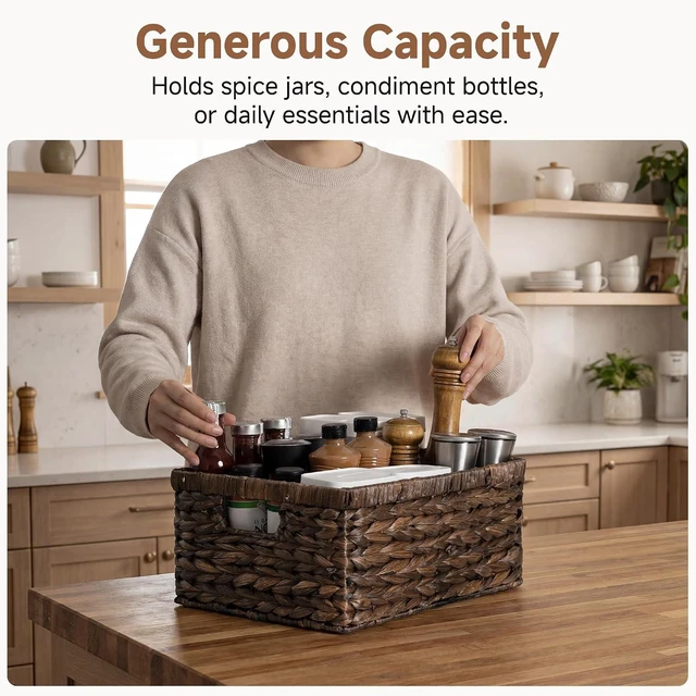 Alt view image 4 of 7 - Wicker Storage Basket, Decorative Basket for Home Decor, 1Pack