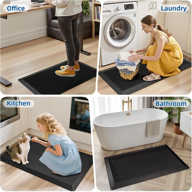 Alt view image 5 of 7 - Extra Thick Anti Fatigue Mat for Kitchen Floor, 20x32, Black