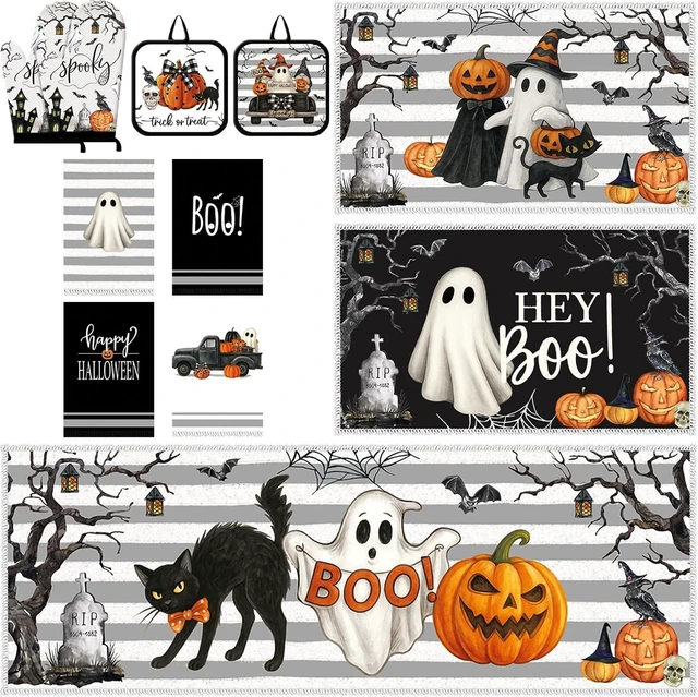 Main image of 11 Pcs Halloween Kitchen Decor Set Cute Ghost Kitchen Set Boo, Halloween