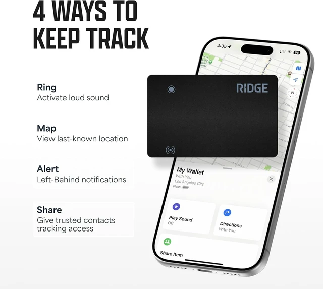 Alt view image 4 of 7 - Ridge Wallet Tracker Card Compatible with Find My, Slim Tracking Card - Wallet Finder, Item Locator for Luggage Tags, Passports, Phone - MFi Certified, IP68 Water Resistance