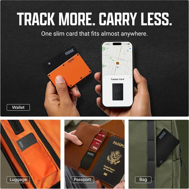 Alt view image 5 of 7 - Ridge Wallet Tracker Card Compatible with Find My, Slim Tracking Card - Wallet Finder, Item Locator for Luggage Tags, Passports, Phone - MFi Certified, IP68 Water Resistance