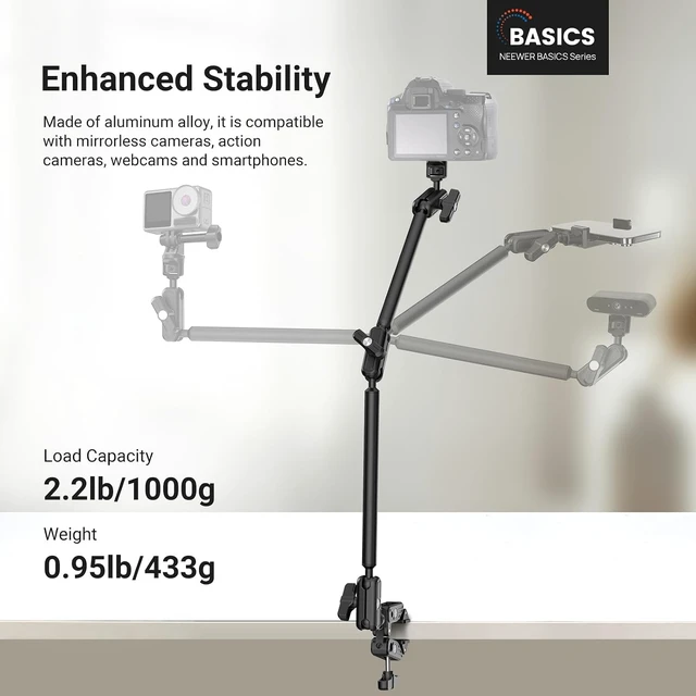 Alt view image 2 of 7 - Basics Magic Arm with Desk Clamp for Phone Webcam Camera Mic, UA062