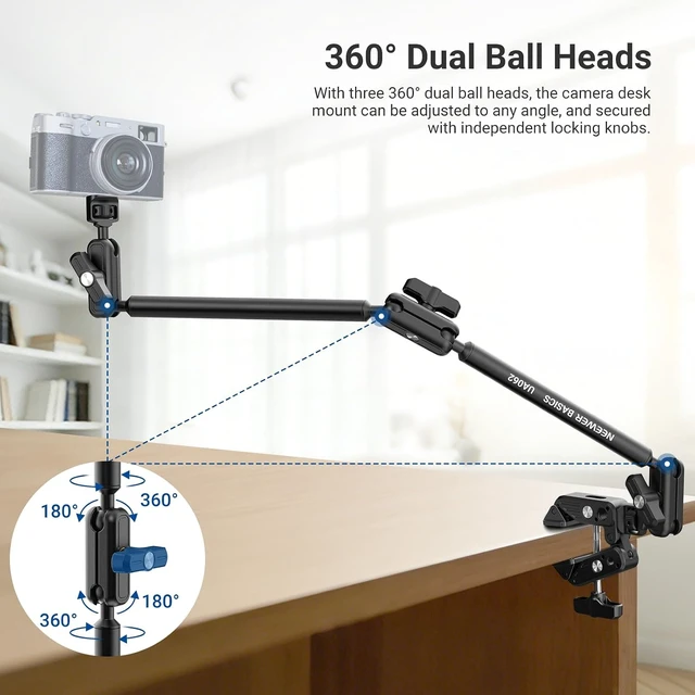 Alt view image 3 of 7 - Basics Magic Arm with Desk Clamp for Phone Webcam Camera Mic, UA062