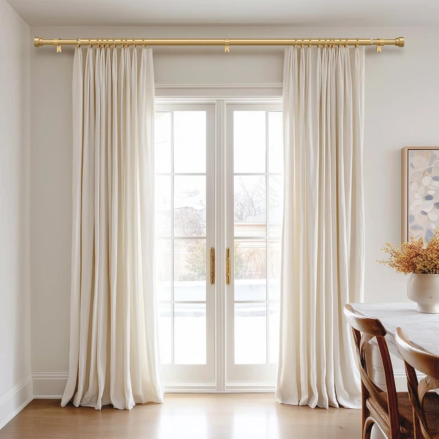 Alt view image 2 of 7 - Modern Gold Curtain Rods set of 2 for Windows 48 to 84 Inches Adjustable Length 1" Diameter Heavy Duty Curtain Rod with Farmhouse Decorative Finials for Outdoor Bedroom Kitchen Living Room