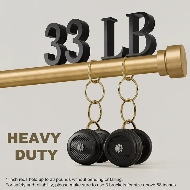 Alt view image 4 of 7 - Modern Gold Curtain Rods set of 2 for Windows 48 to 84 Inches Adjustable Length 1" Diameter Heavy Duty Curtain Rod with Farmhouse Decorative Finials for Outdoor Bedroom Kitchen Living Room