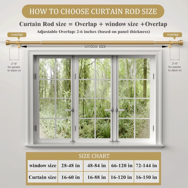 Alt view image 7 of 7 - Modern Gold Curtain Rods set of 2 for Windows 48 to 84 Inches Adjustable Length 1" Diameter Heavy Duty Curtain Rod with Farmhouse Decorative Finials for Outdoor Bedroom Kitchen Living Room