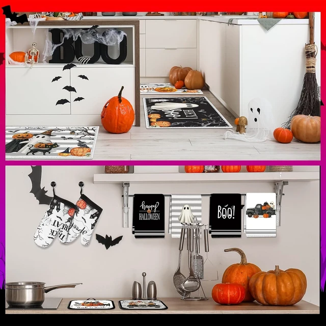 Alt view image 6 of 7 - 11 Pcs Halloween Kitchen Decor Set Cute Ghost Kitchen Set Boo, Halloween