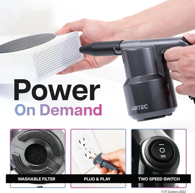 Alt view image 4 of 7 - AirTec Ultra Electric Air Duster Blower for PC, Laptop, Console, Electronics and Home Cleaning, Environmental Alternative to Spray air can Duster Keyboard Cleaner (Type 6)