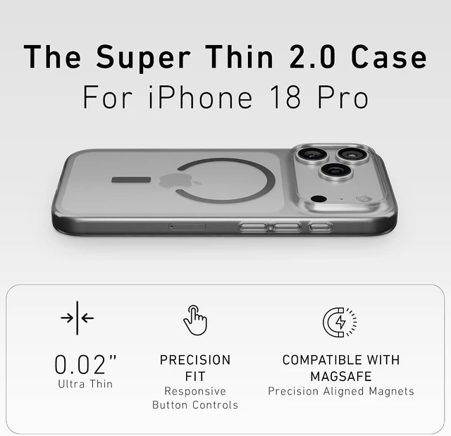 Alt view image 2 of 7 - Super Thin 2.0 Case for iPhone 18 Pro (Smoke)