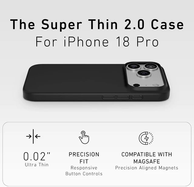 Alt view image 2 of 7 - Super Thin 2.0 Case for iPhone 18 Pro (Blackout)