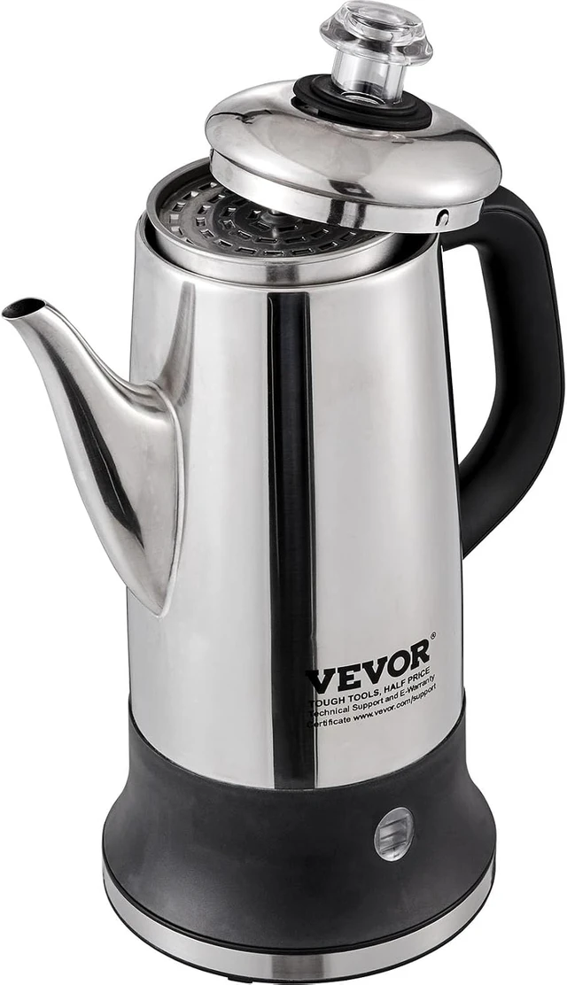 Alt view image 4 of 7 - 12-Cup Electric Percolator Coffee Pot, 304 Stainless Steel Body Coffee Percolator with Keep Warm Function & Heat-Resistant Handle, Classic Coffee Maker, Quick Brew & Easy-Pour Spout, Silver