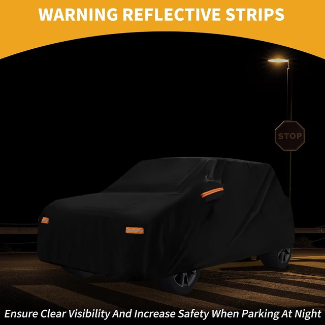 Alt view image 3 of 7 - All-Weather Waterproof Car Cover - UV-Resistant Outdoor Full Exterior Protection for Fiat 500 2007-2022 Aluminum Film Black with Right Side Zipper