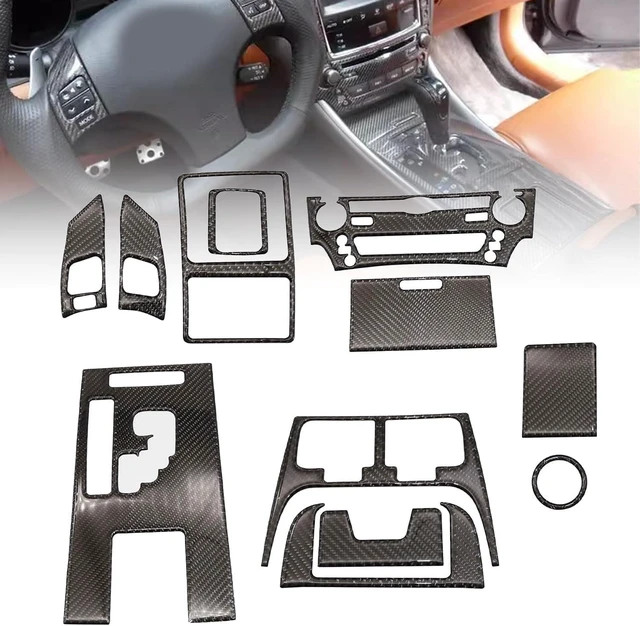 Main image of 12Pcs Carbon Fiber Full Set Interior Decoration Trim Kit Compatible with Lexus IS250 Black 2006 2007 2008 2009 2010 2011 2012