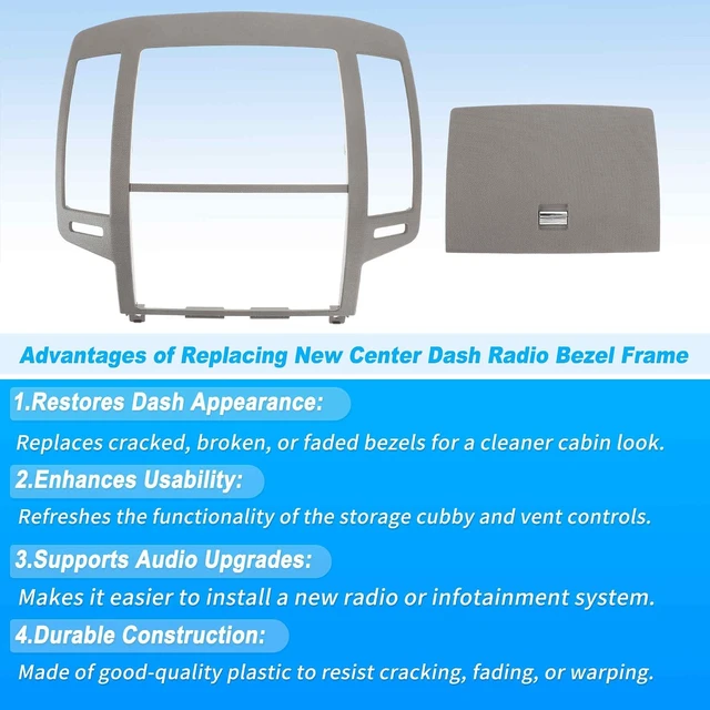 Alt view image 4 of 7 - Center Dash Radio Surround Bezel Storage Cubby Vents Frame for Nissan Altima 2005-2006 3rd Gen Facelift Dashboard Radio Panel Trim Gray No.68270ZB002