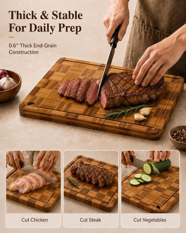Alt view image 6 of 7 - Checkered Cutting Board Set, 3 Pack Cutting Boards with Holder for Kitchen