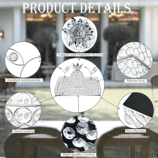 Alt view image 7 of 7 - Elegant Decorative Trays & Crystal Fruit 4-Piece Set, Crystal Tea Light Holder - Wedding Centerpieces for Holidays, Home Table Decorations, Fruit Displays and Candle Holders (Silver, Set of Four)