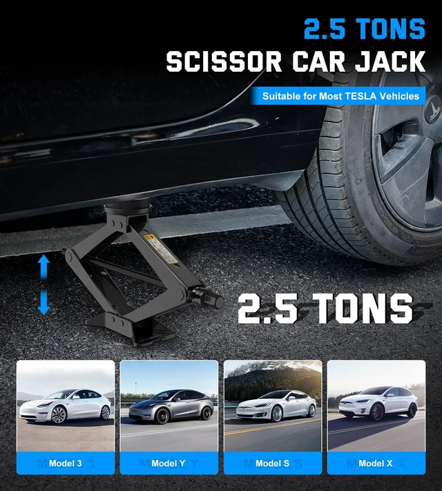 Alt view image 2 of 7 - Car Jack Kit 2.5 Ton Scissor Jack for Tesla Model Y Model 3/S/X