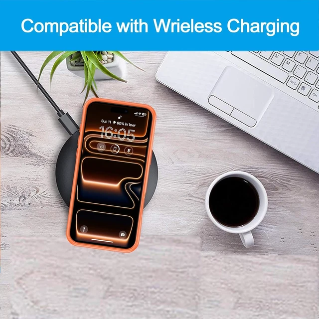 Alt view image 6 of 7 - Battery Case for iPhone 17 Pro, 10000mAh Pack Rechargeable Charger Case Support Carplay with Wireless Charging Compatible for iPhone 17 Pro (6.3 inch) External Battery Charging Cover (Orange)