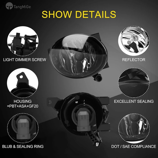Alt view image 4 of 7 - Fog Lights Lamps compatible with 2010-2015 Volkswagen Golf Hatchback/Wagon, Jetta Sedan/Wagon, Beetle, Eos, Premium VW Accessories, 1 Pair, Smoke Lens