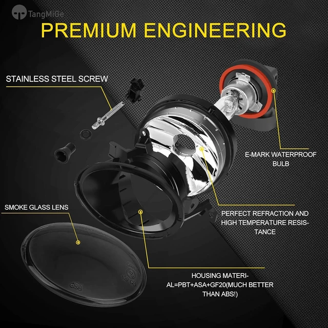 Alt view image 5 of 7 - Fog Lights Lamps compatible with 2010-2015 Volkswagen Golf Hatchback/Wagon, Jetta Sedan/Wagon, Beetle, Eos, Premium VW Accessories, 1 Pair, Smoke Lens