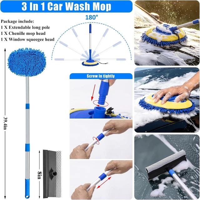 Alt view image 2 of 7 - Car Wash Detailing Kit Cleaning Set with Foam Gun Sprayer, Long-Handle Brush, Large Wash Mitt, Towels, Complete Interior & Exterior Car Washing Supply Set (Blue)
