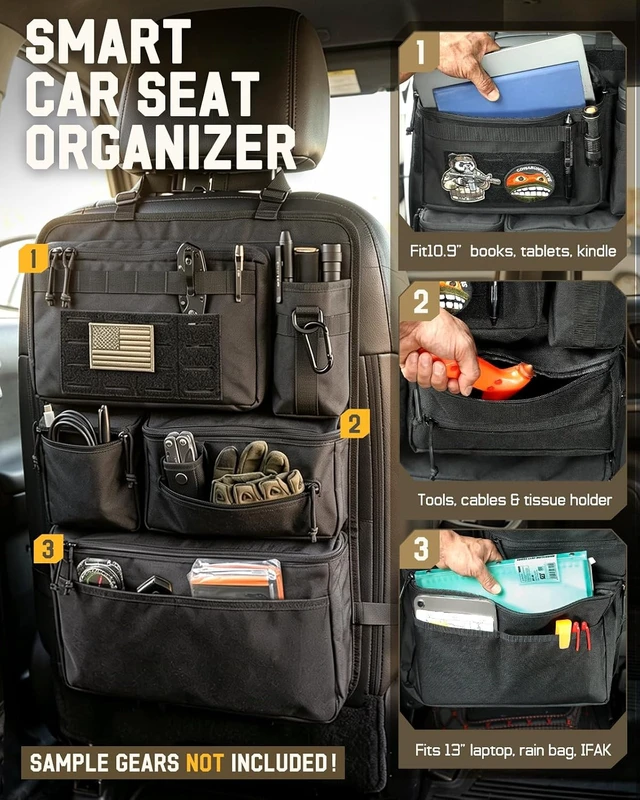 Alt view image 3 of 7 - All in One Car Seat Back Organizer Fit Most Cars SUV Trucks Jeeps