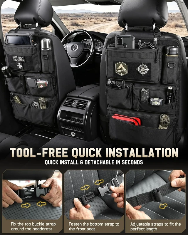 Alt view image 5 of 7 - All in One Car Seat Back Organizer Fit Most Cars SUV Trucks Jeeps
