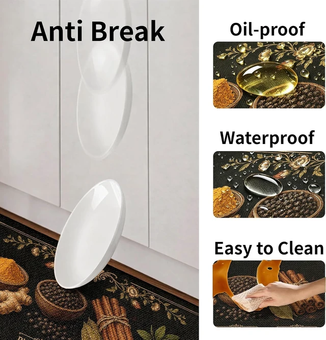 Alt view image 2 of 7 - Kitchen Rugs for Floor 2 Pcs Memory Foam Padded Anti Fatigue Kitchen Mat