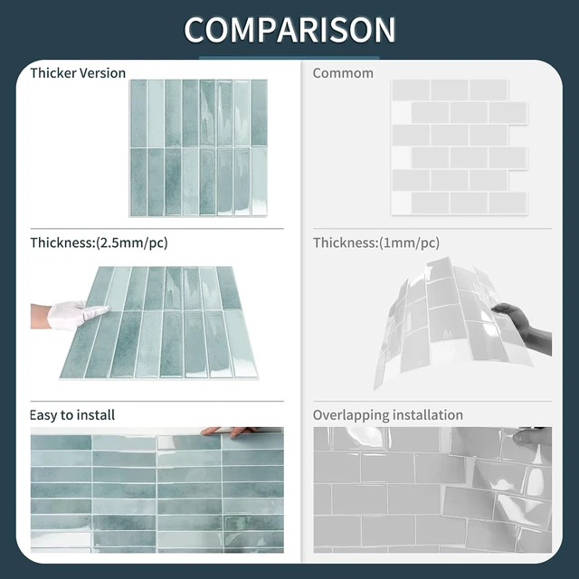 Alt view image 4 of 7 - 10 Sheets Upgraded Thicker Design Subway Tile Peel and Stick Backsplash