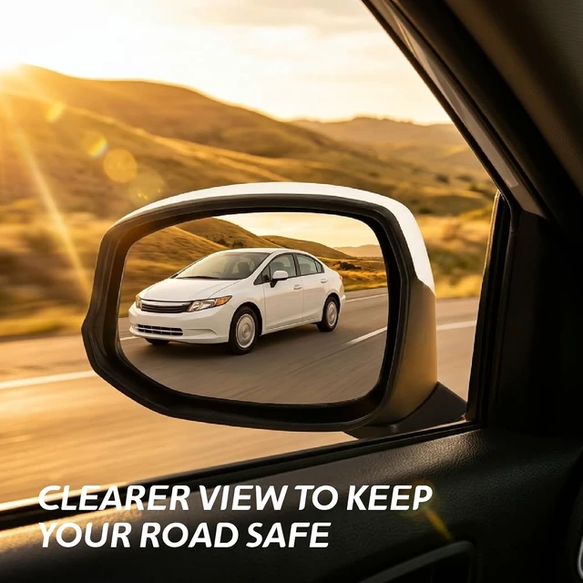 Alt view image 6 of 6 - Left Driver Side Mirror Compatible With 2012 2013 2014 2015 Honda CIVIC With Manual Folding Power Glass Non-Heated Without Turn Signal White Replace#76252TR0A01(3Pins)
