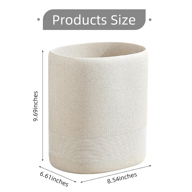 Alt view image 2 of 7 - Trash Can, 1.6 Gallon Small Simple Modern Oval Garbage Bin, Beige