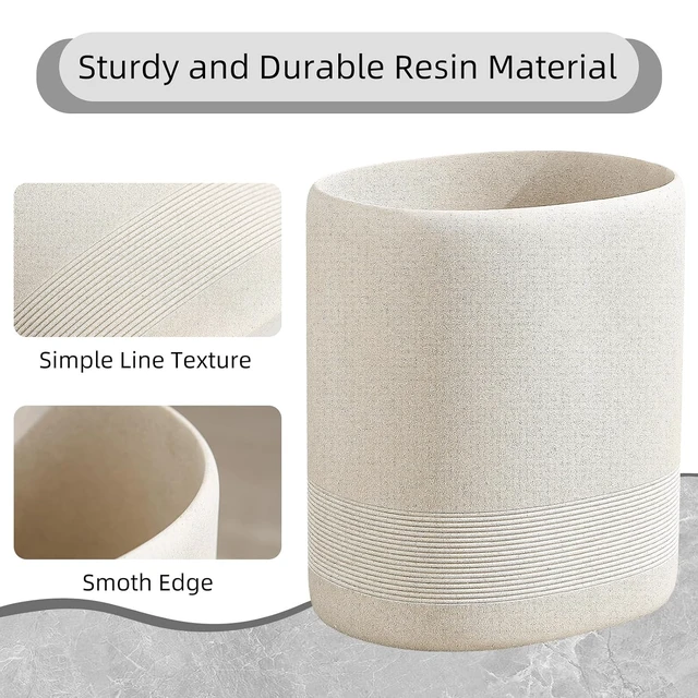 Alt view image 3 of 7 - Trash Can, 1.6 Gallon Small Simple Modern Oval Garbage Bin, Beige