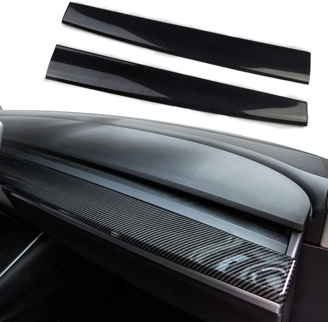 Main image of 2Pcs/Set Carbon Fiber look Central Control Dashboard Panel Trim For Tesla Model 3 Model Y 2017-2023