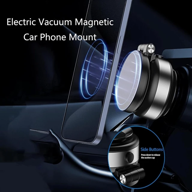 Alt view image 5 of 7 - Electric Vacuum Magnetic Car Phone Mount,Vacuum Suction Car Phone Holder Hands-Free,Adjustable Foldable Magnetic Suction Cup Phone Mount,Strong Magnetic Car Mount for Smooth Surface(New-Black)