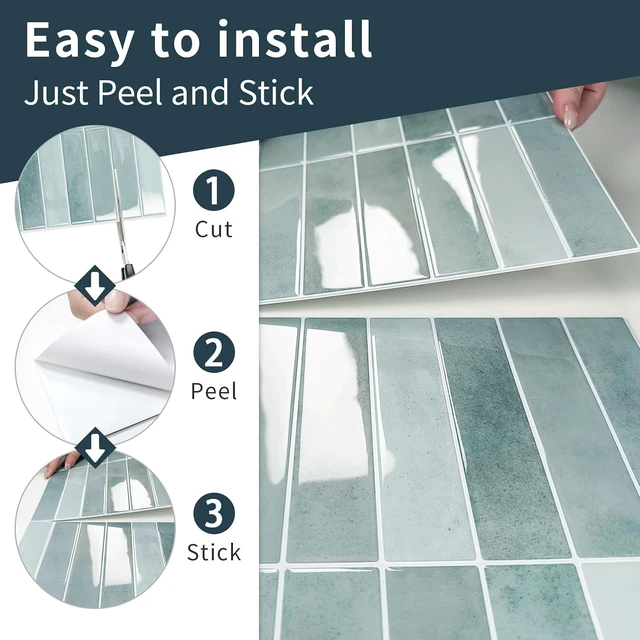 Alt view image 6 of 7 - 10 Sheets Upgraded Thicker Design Subway Tile Peel and Stick Backsplash