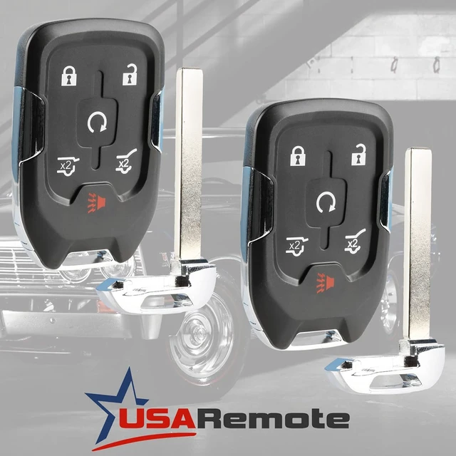 Alt view image 2 of 6 - Smart Key Fob Keyless Entry Remote fits 2015-2020 Chevy Suburban/Tahoe/GMC Yukon + Yukon XL (HYQ1AA, 13580802), Set of 2