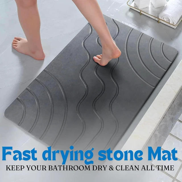 Alt view image 4 of 7 - Stone Bath Mat Quick Drying Diatomaceous Earth Bath Mat Non Slip Shower Mat Super Absorbent Stone Bath Mats for Bathroom, Floor, Kitchen Counter, Easy to Clean (23.6 X 15.3, Dark Gray)