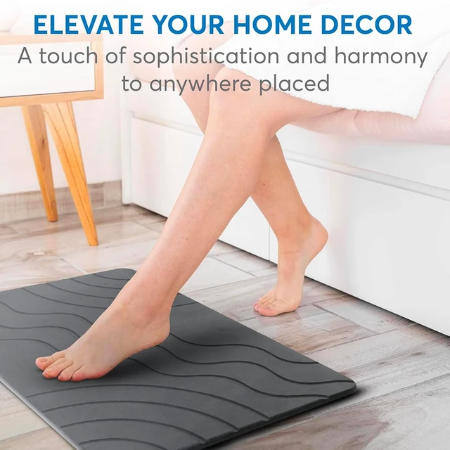 Alt view image 7 of 7 - Stone Bath Mat Quick Drying Diatomaceous Earth Bath Mat Non Slip Shower Mat Super Absorbent Stone Bath Mats for Bathroom, Floor, Kitchen Counter, Easy to Clean (23.6 X 15.3, Dark Gray)
