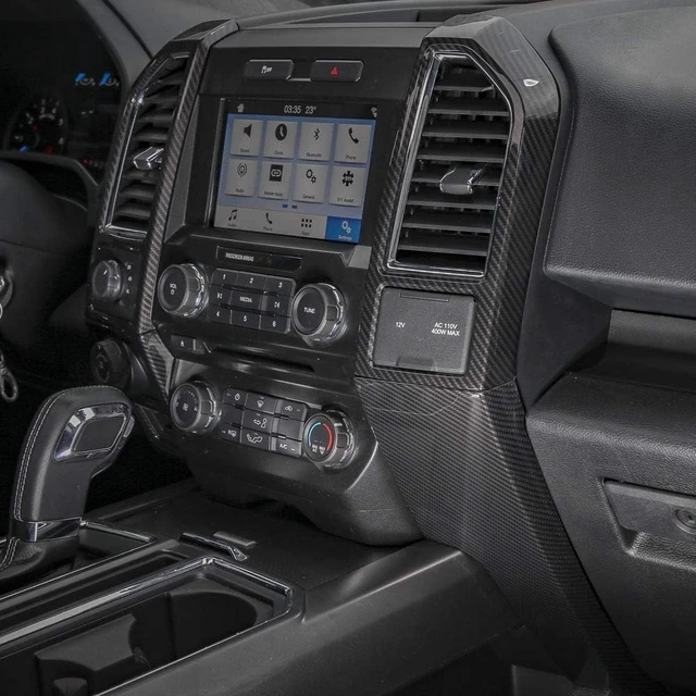 Alt view image 3 of 7 - for F150 ABS Carbon Fiber Central Console Air Conditioner Panel Trim for 2015 2016 2017 2018 2019 2020 Ford F150, 5pcs