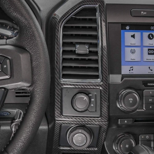 Alt view image 4 of 7 - for F150 ABS Carbon Fiber Central Console Air Conditioner Panel Trim for 2015 2016 2017 2018 2019 2020 Ford F150, 5pcs