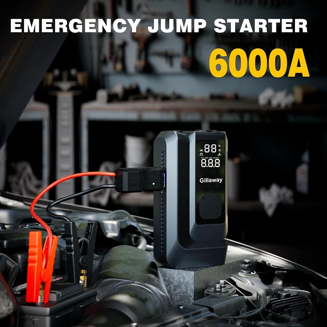 Alt view image 2 of 7 - Jump Starter 6000A Car Jumper Starter Portable with 150PSI Tire Inflator, Battery Jumper Starter Portable, Air Compressor, Flashlight